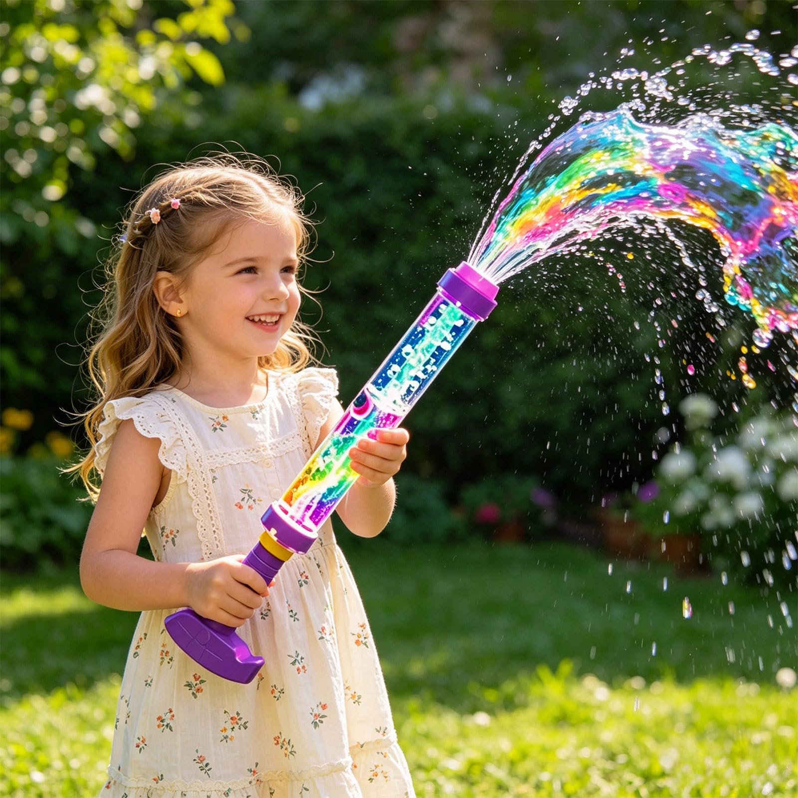 Feuerwerksregenbogen-Wasserpistolen,Feuerwerk Wasserpistole, Rainbow Water Blaster,Pops Like Magic,High-Pressure Squirt, Pool, Backyard, Beach, Birthday (4, Colorful)