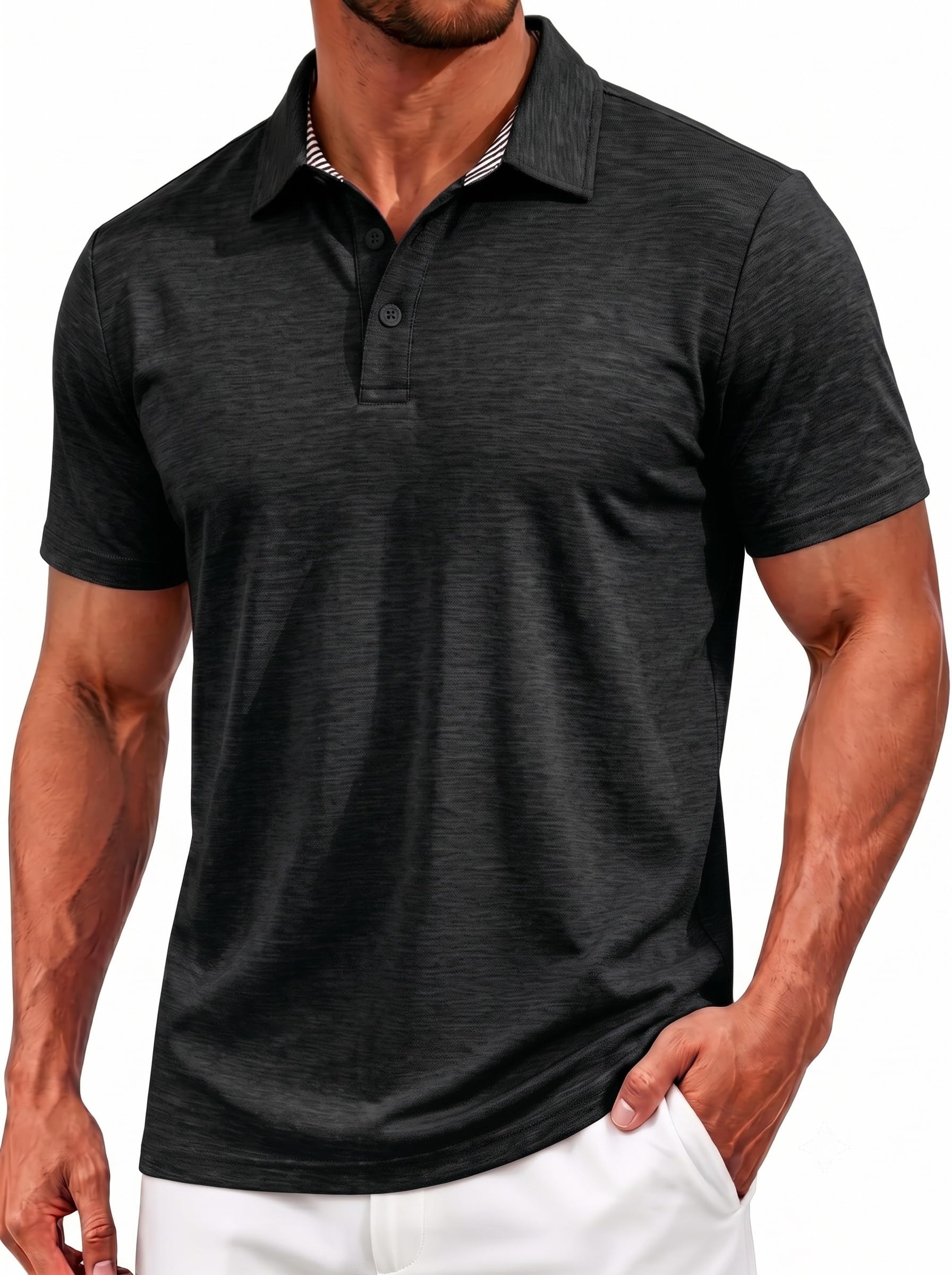 Men's Short Sleeve Golf Shirts Quick Dry Collared Work Casual Polo