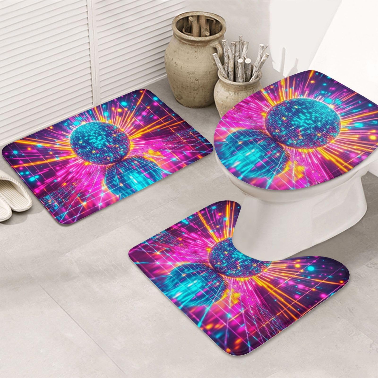 Alfombrilla de baño antideslizante juego completo de tres alfombras suaves de microfibra