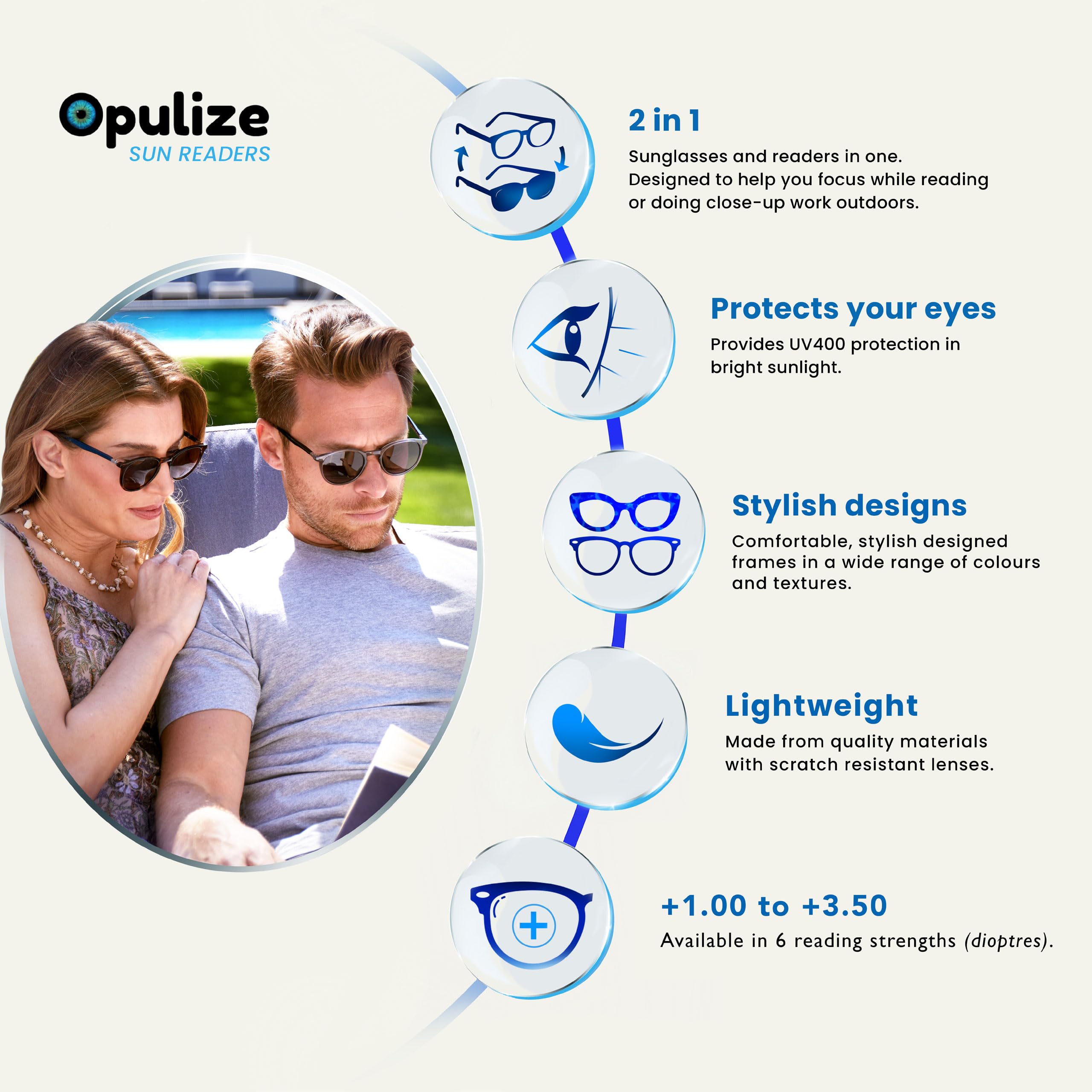 OPULIZE Sun Readers mieszane 2 szt Uniseks Opulize Met 2 Pack Large Mens Womens Grey Clear Black Arms Sun Readers Uv 400 Ss 60 7 C (1 w zestawie)