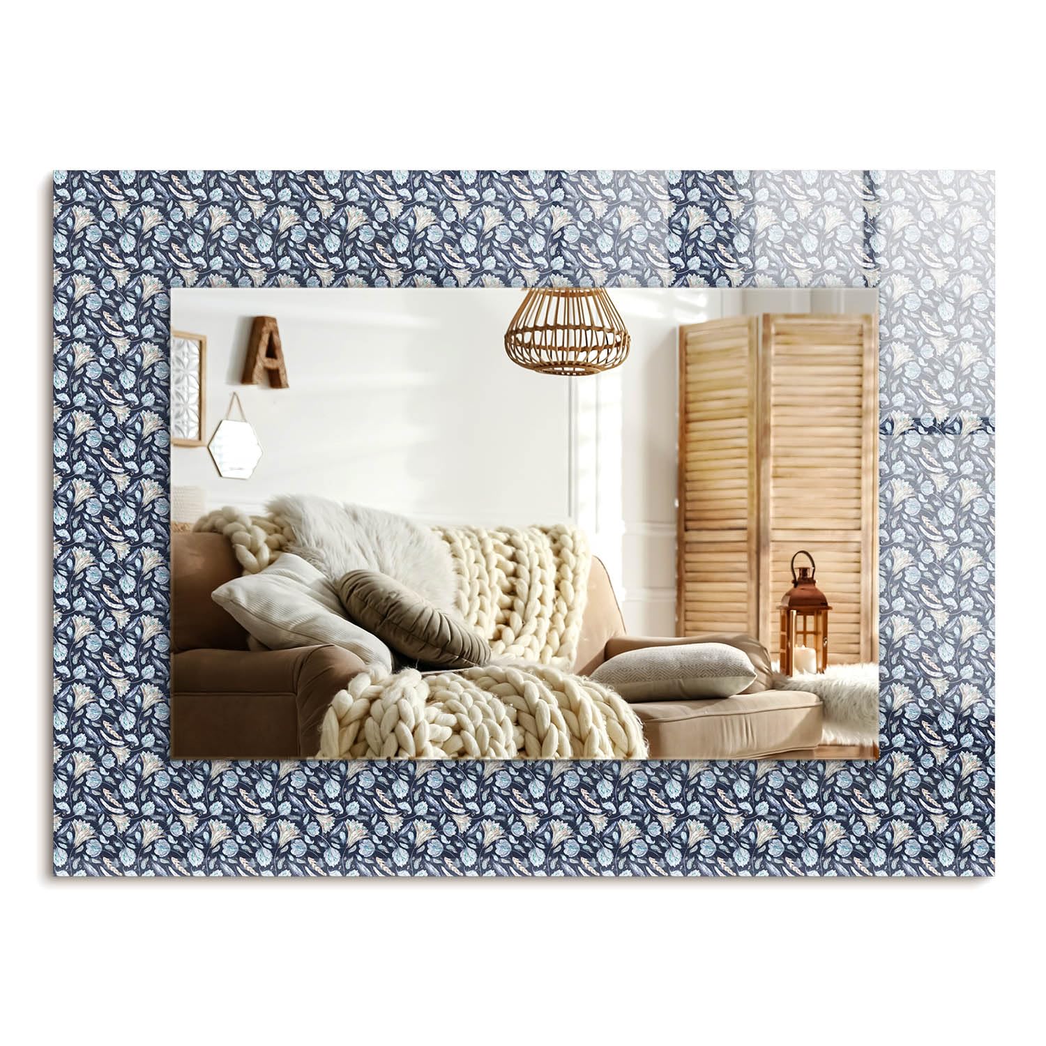 Miroir suspendu décoratif 80x60 cm pour agrandir et éclairer une pièce sombre