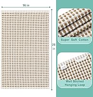 Vista 3 de SALAS Toallas de algodón para secar platos de cocina, toallas de rizo de celosía, paños de cocina altamente absorbentes con lazo para colgar, 16 x