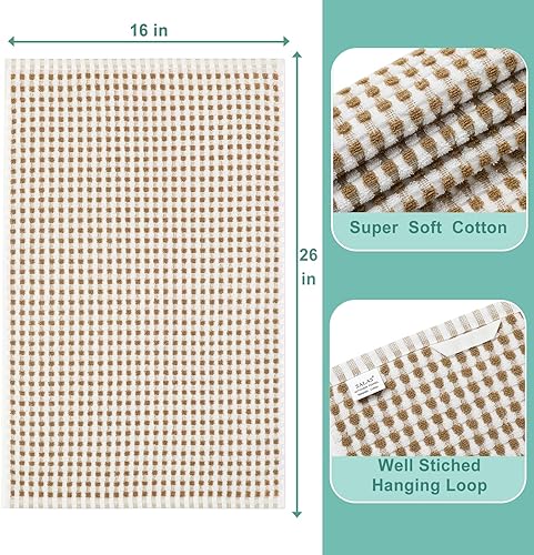 Miniatura 3 de SALAS Toallas de algodón para secar platos de cocina, toallas de rizo de celosía, paños de cocina altamente absorbentes con lazo para colgar, 16 x