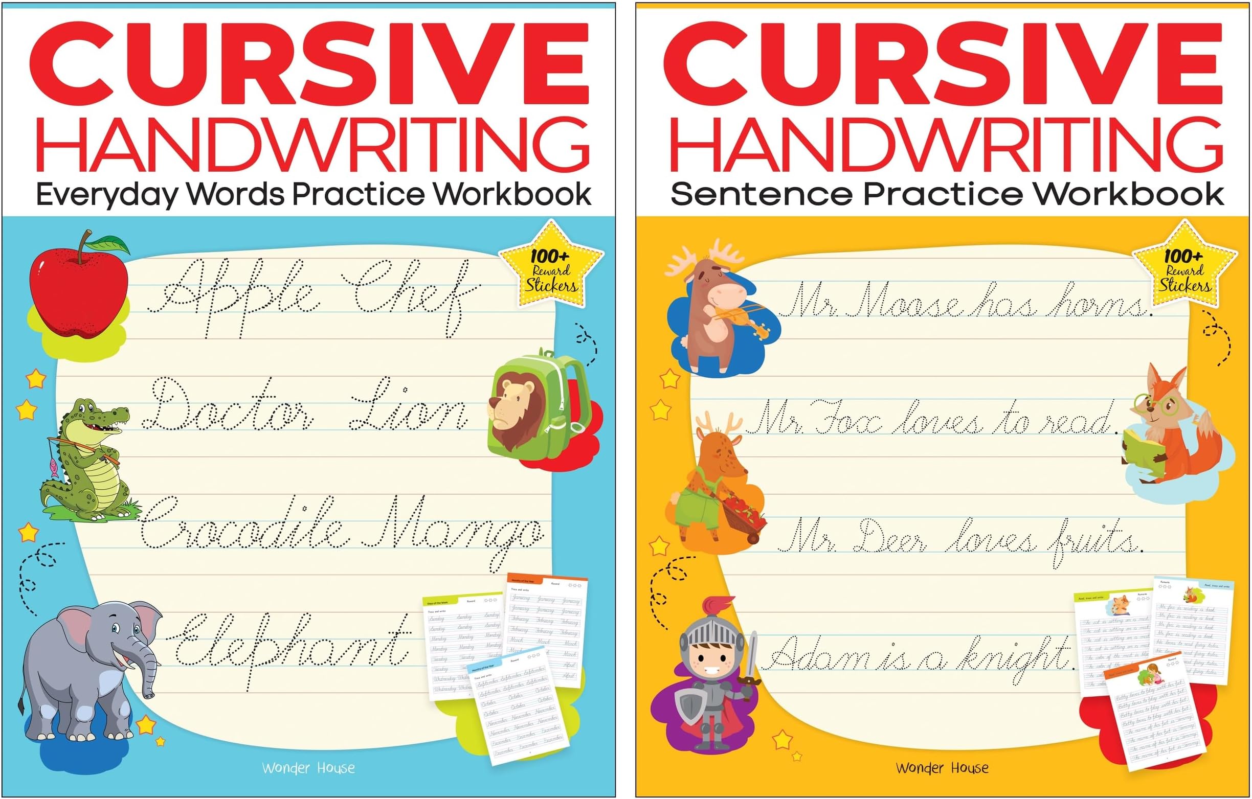 Cursive Handwriting - Everyday Letters and Sentences : Level 2 Practice Workbooks For Children (Set of 2 Books)