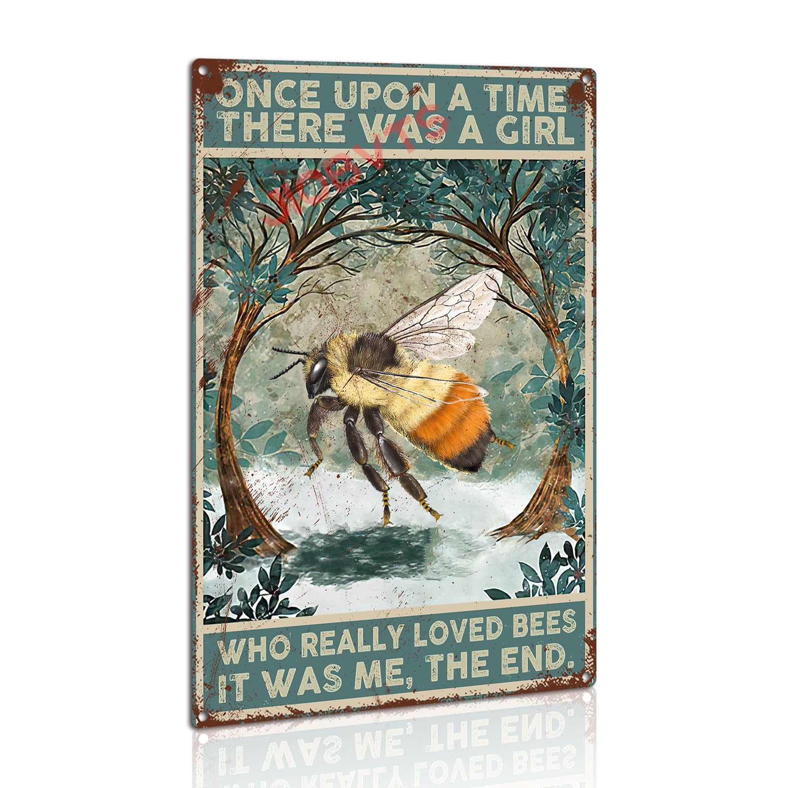 Jiobvts Girls Bee Tin Sign Once Upon A Time There Were A Who Really Loved S Metal Tin Sign Bar Pub Man Cave Wall Decor 8×12Inch/Tin Sign