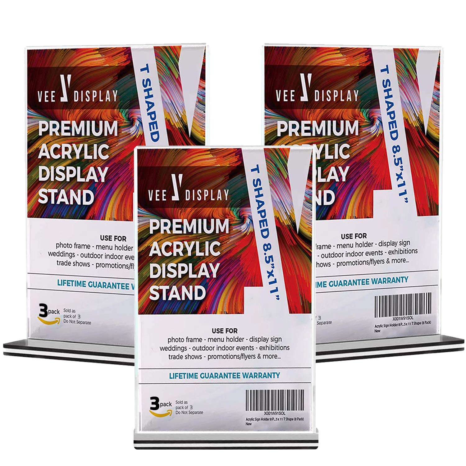 Buy Acrylic Sign Holder by Vee Display Set of 3 Flyer Stands Menu