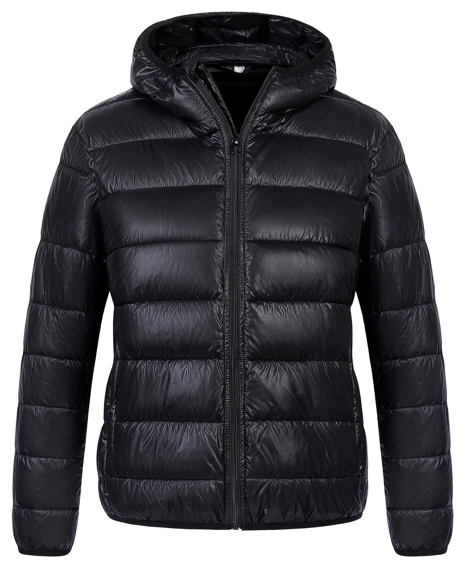 ChrisunoWomen's Plus Size Lightweight Puffer Jacket Packable Winter Warm Quilted Bubble Coat Waterproof Windproof Hooded