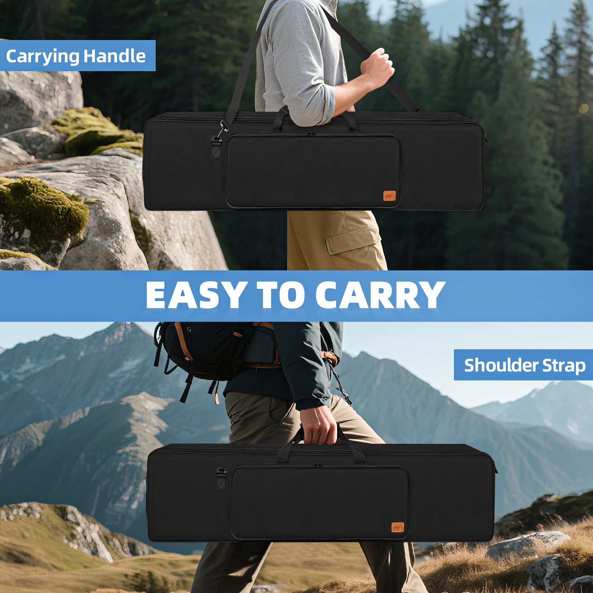 OUUTMEE Borsa per treppiede, custodia per fotocamera, illuminazione e apparecchiature audio, in nylon impermeabile, borsa per attrezzatura fotografica, borsa leggera con protezione imbottita, tracolla