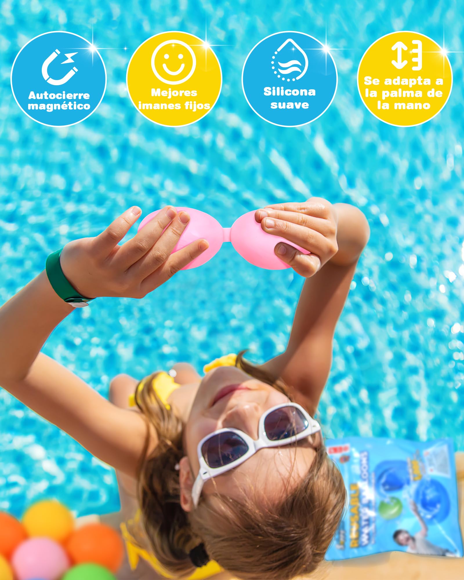 KOKODI Globos de Agua Reutilizables con Imán, Silicona Suave Llenado Rápido, Juegos de Agua para Niños, Juguetes de Piscina y Playa Verano al Aire Libre para Niños y Adultos，18 Uds，Versión estándar