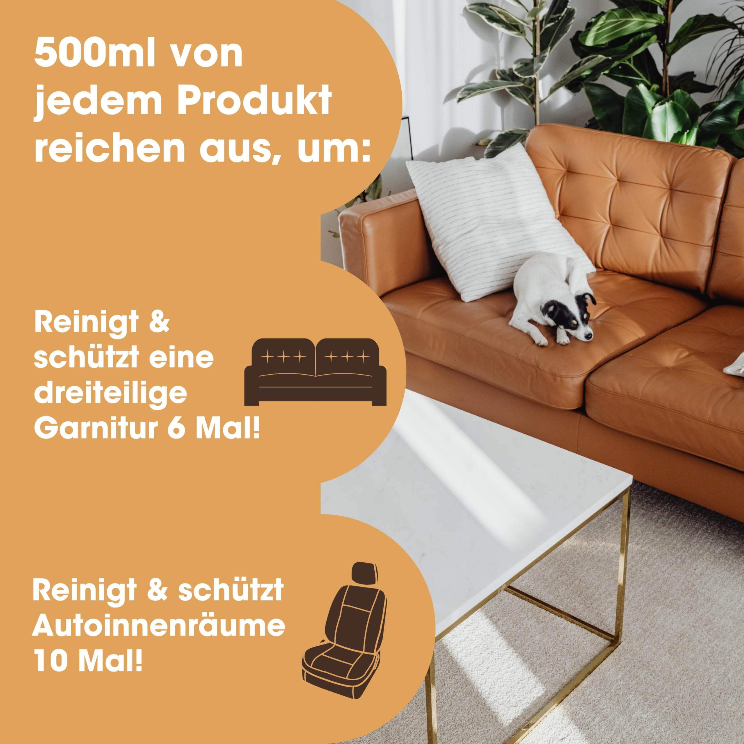 Furniture Clinic Lederpflege-Set 2x250ml – Premium Lederreiniger + Conditioner - Pflegecreme mit Lederduft, inkl. Schwamm & Reinigungstuch – für Couch, Sofas, Autositze, Möbel