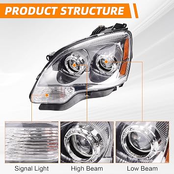 Headlight Assembly Compatible with 2007-2012 GMC Acadia Replacement Headlamp Left