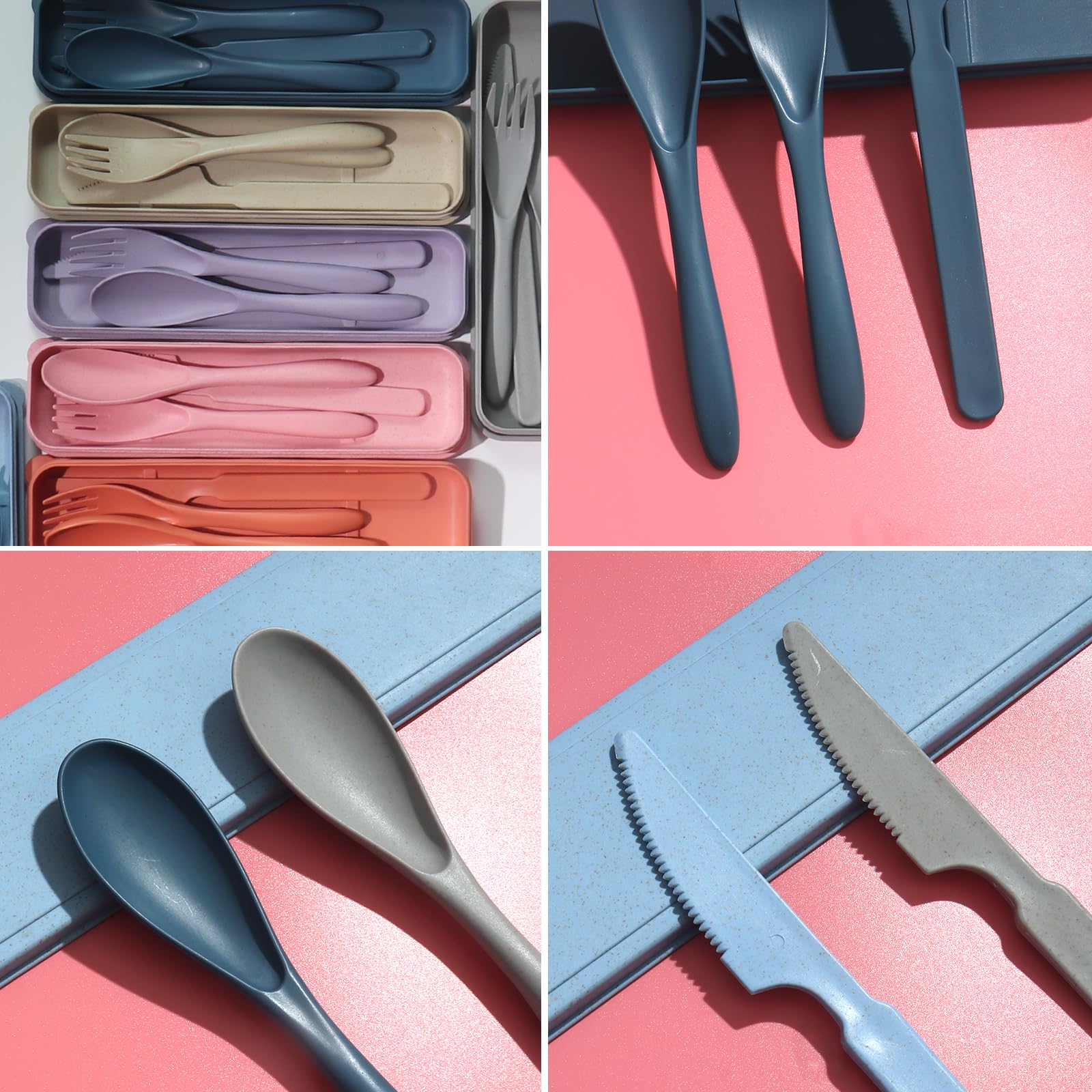 Set Ustensiles Camping Réutilisables Berglander – Couverts + Vaisselle – Acier Inox & Plastique – Lave-vaisselle OK
