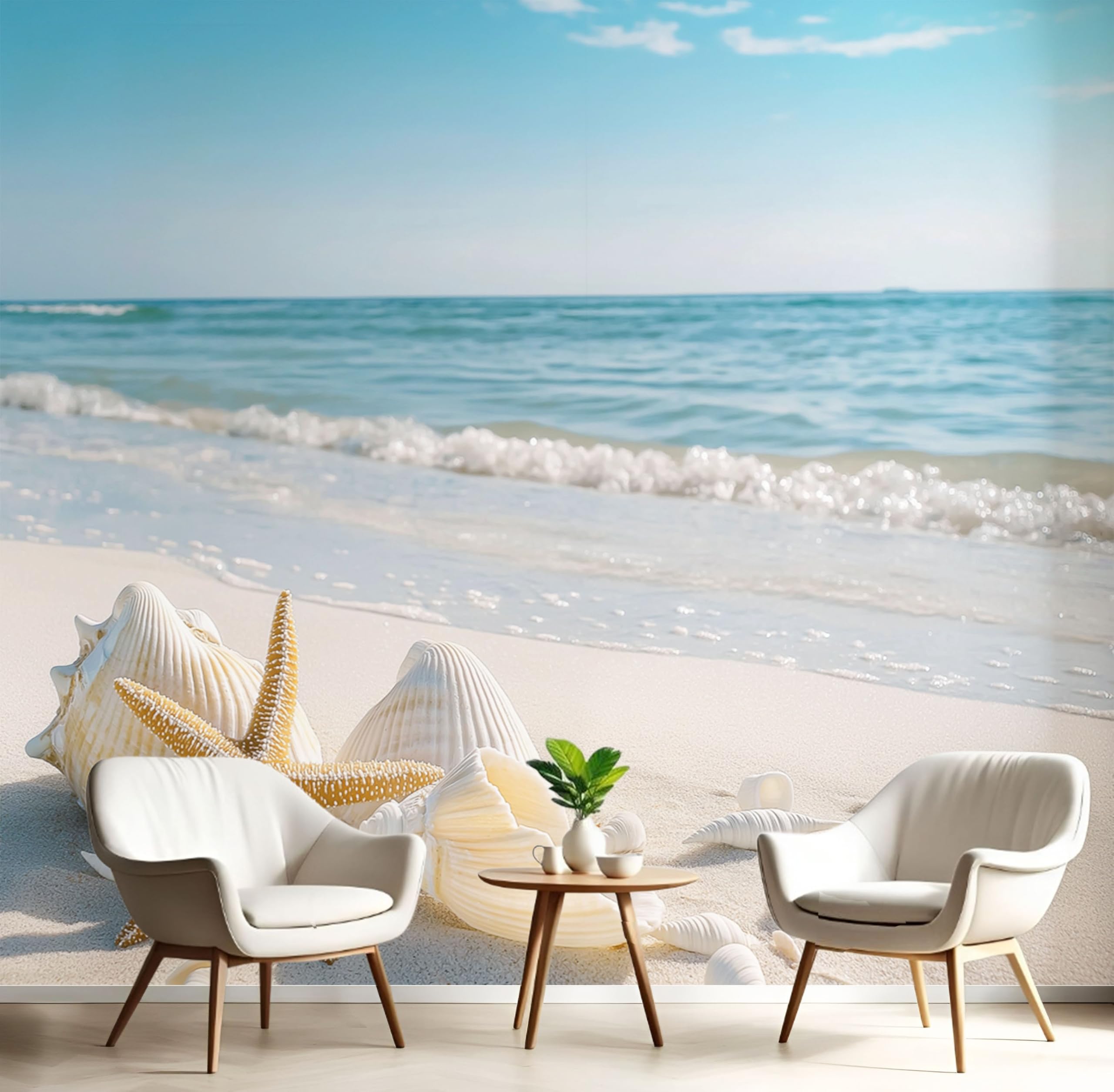 Papier peint panoramique plage de 300x210cm à haute définition pour masquer les défauts