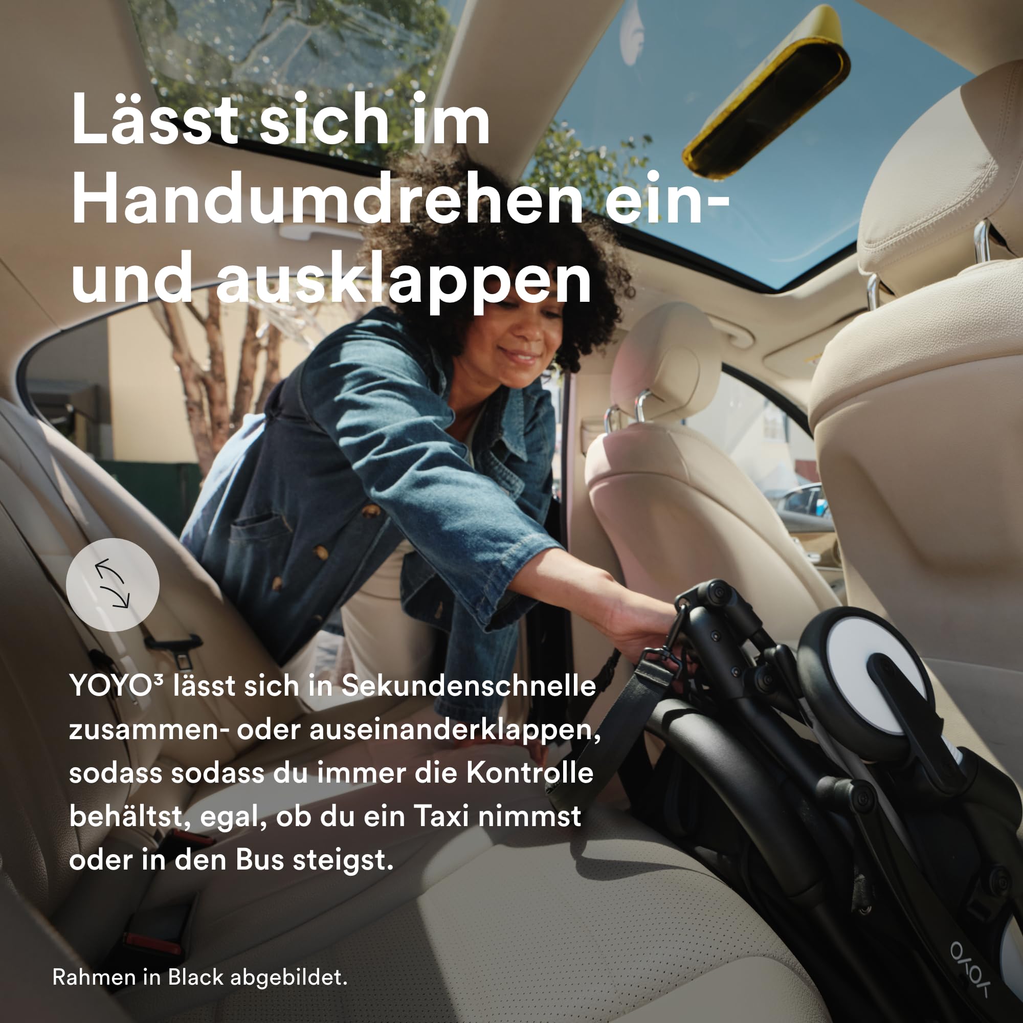 Stokke YOYO3 Kinderwagen ab 6 Monaten - Inklusive weißem Rahmen / Stone Sitzkissen + Verdeck - Blitzschnell ein- und ausklappbar - Leicht & kompakt - Handgepäck-kompatibel
