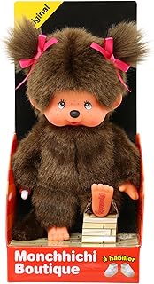 Bandai - Monchhichi - Peluche l'Original Fille - Peluche Singe Iconique des années 80 - Peluche Toute Douce 20 cm pour Enfants et Adultes - Jouet Enfant 2 Ans et + - SE254378