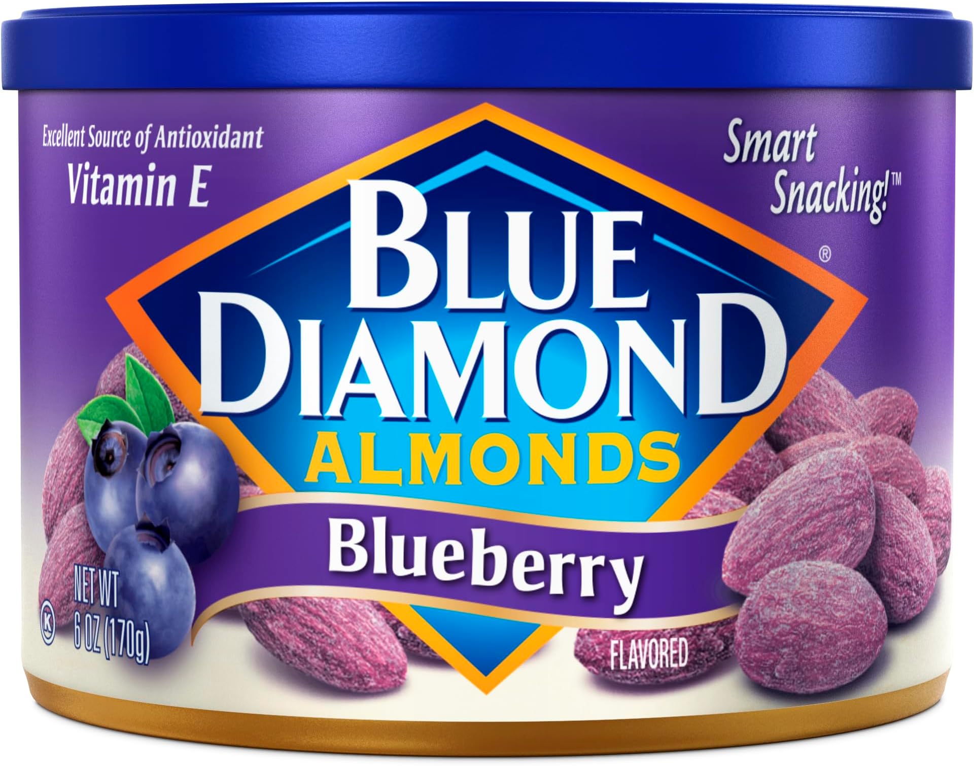 Classic Blueberry Flavored Sweet Snack Nuts, Non-GMO, Kosher, and No Gluten Ingredients or Artificial Flavors, Great size for On-the-go, Lunch, Adults and Kids, 6oz Can