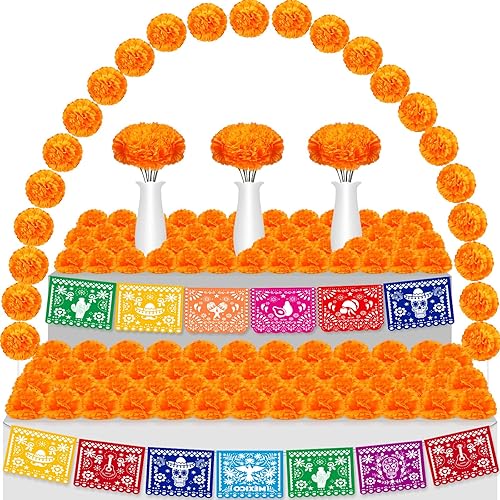 Miniatura 1 de 118 decoraciones de fiesta mexicana incluyen flores de caléndula Día de los Muertos, cartel para el Día de los Muertos, Cinco de Mayo, fiesta