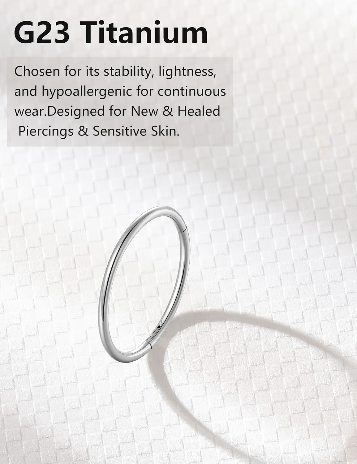 Titanium Nose Ring Hoop Earrings Set - 7 Sizes 18G Nose Rings for Women Men Sensitive Skin, Septum Rings, Cartilage Earring Helix Tragus Conch Daith Rook Lip Nostril Piercing Jewelry, 5mm-12mm
