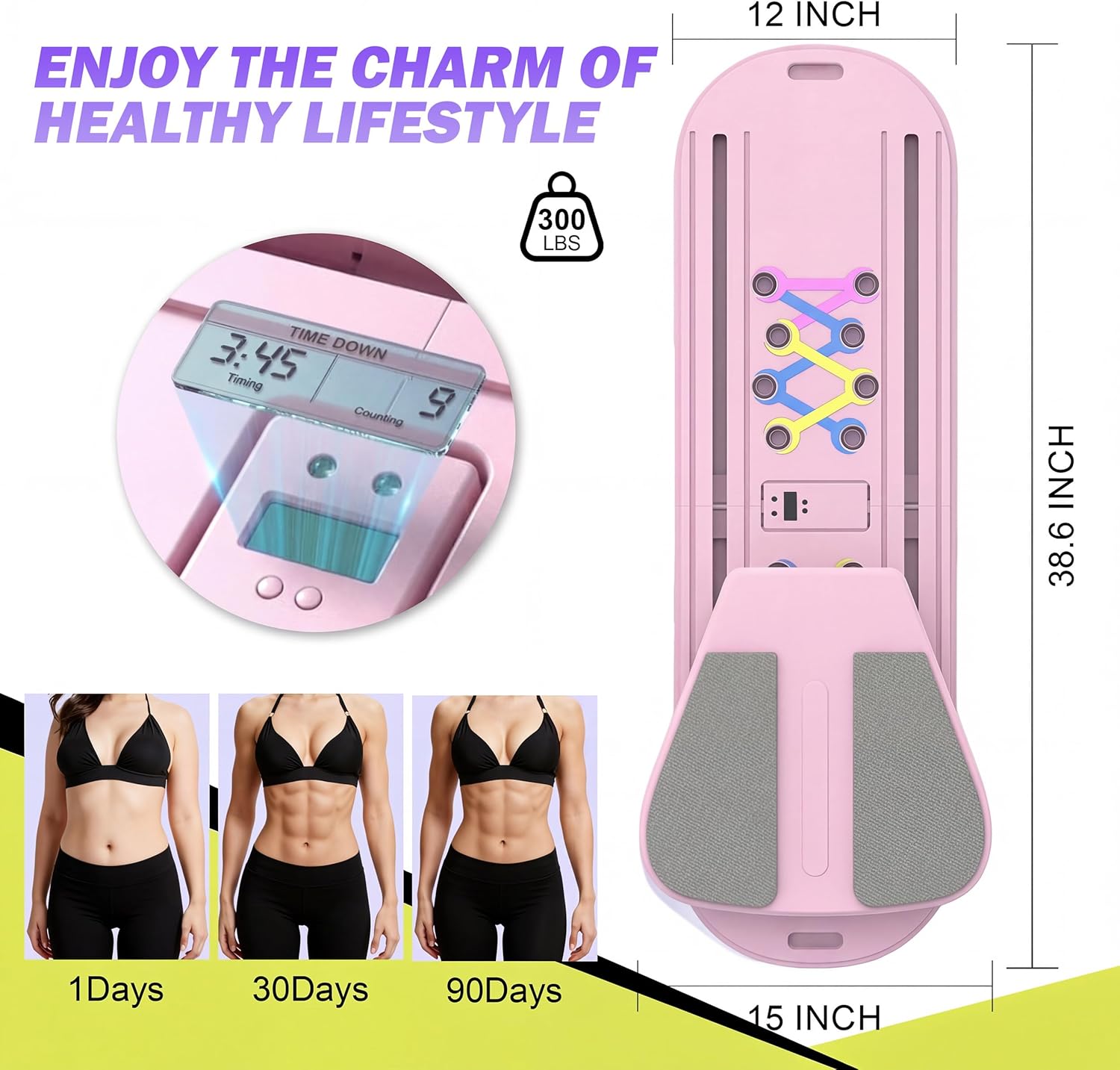 Pilates Board Portable 6 in 1 Pilates Reformer Foldable Pilates Reformer Board for Home Multifunctional Abdominal Pilates Board for Home Ab Board Trainer Pilates Exercise Machine for Women Purple