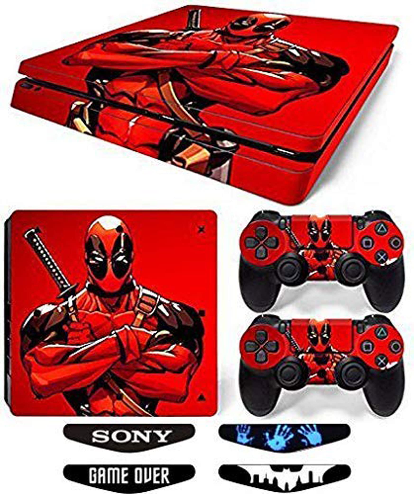 Elton De.ad-Pool King Red Theme 3M Skin Sticker Cover for PS4 Slim Console and Controllers Full Set Console Decal Stickers for Front & Back 4 Led bar Decal +2 Controller Decal Cover [video game] (B08XPDFB9B) Amazon Price History, Amazon Price Tracker