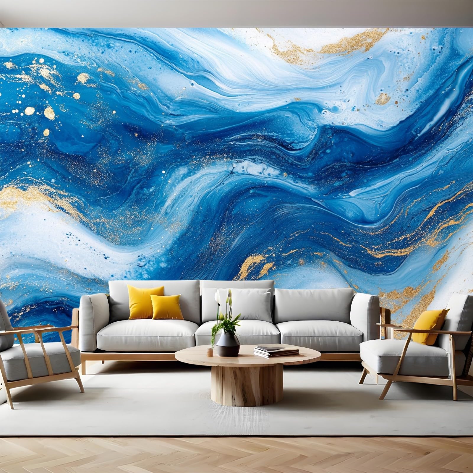 Fototapete Abstrakte Linien 3D Effekt Vliestapete 300 x 210 cm Blau Wandtapete Wandbild für Wohnzimmer Schlafzimmer Kinderzimmer Büro