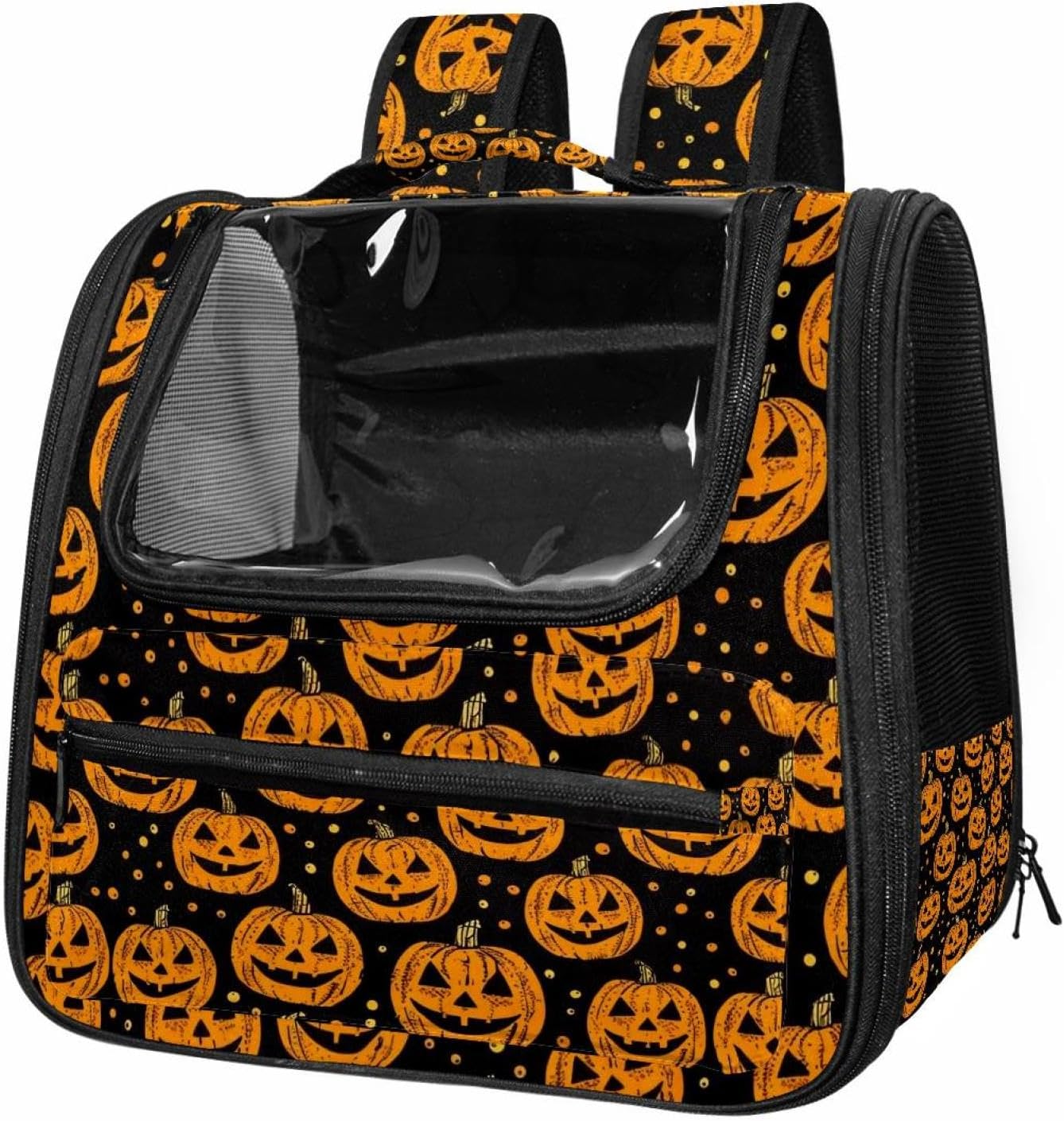 Portable Travel pet Backpack Carrier Hamster Bag Small Dog cat Carrier Breathable Hang Bag, Helloween Pumpkings 2