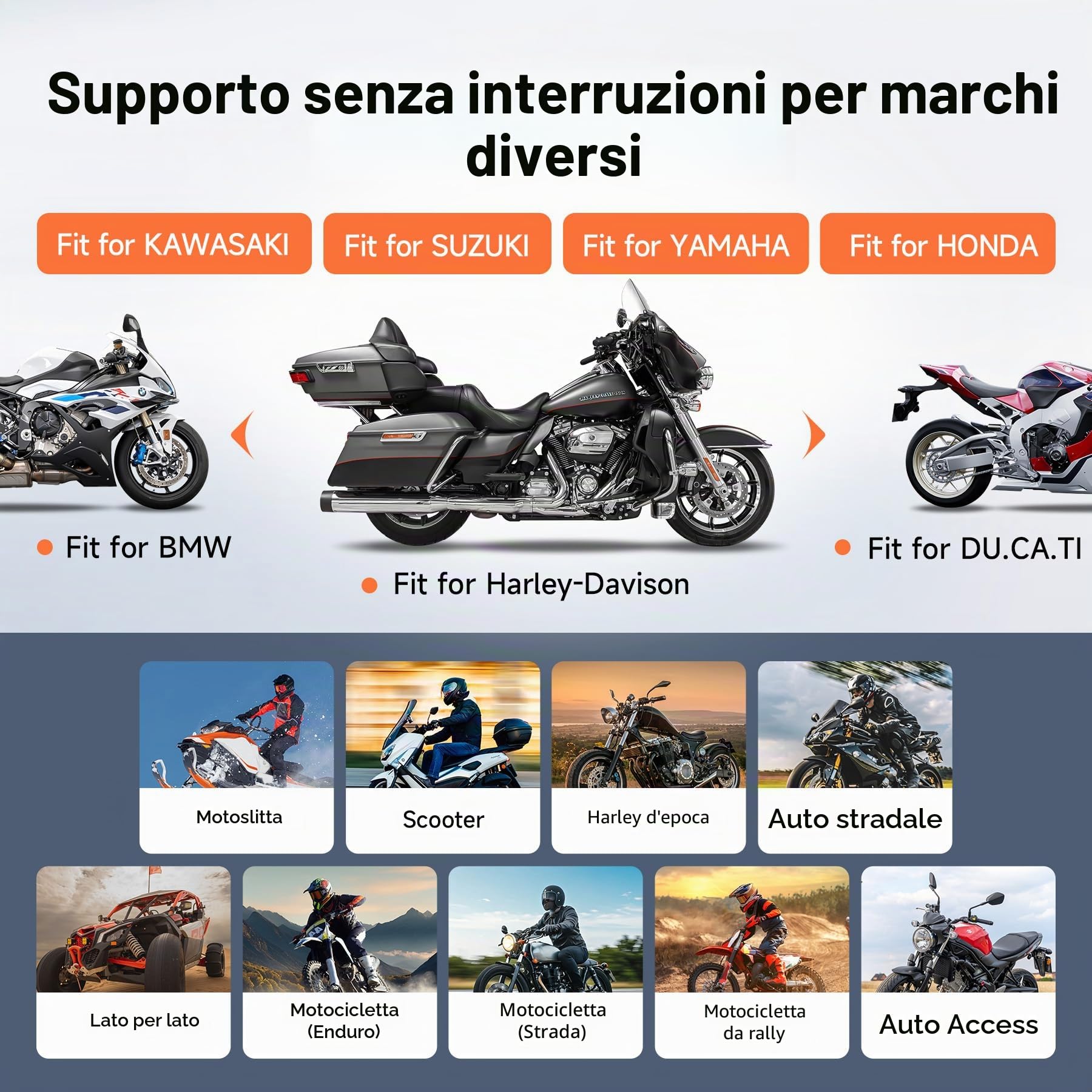 TopScan - Strumento diagnostico OBD2 per moto, lettore di codice OBD2 senza fili, adatto per Harley, Ducati, BMW, tutti i sistemi, strumento di scansione per moto, con funzioni di ripristino a caldo,
