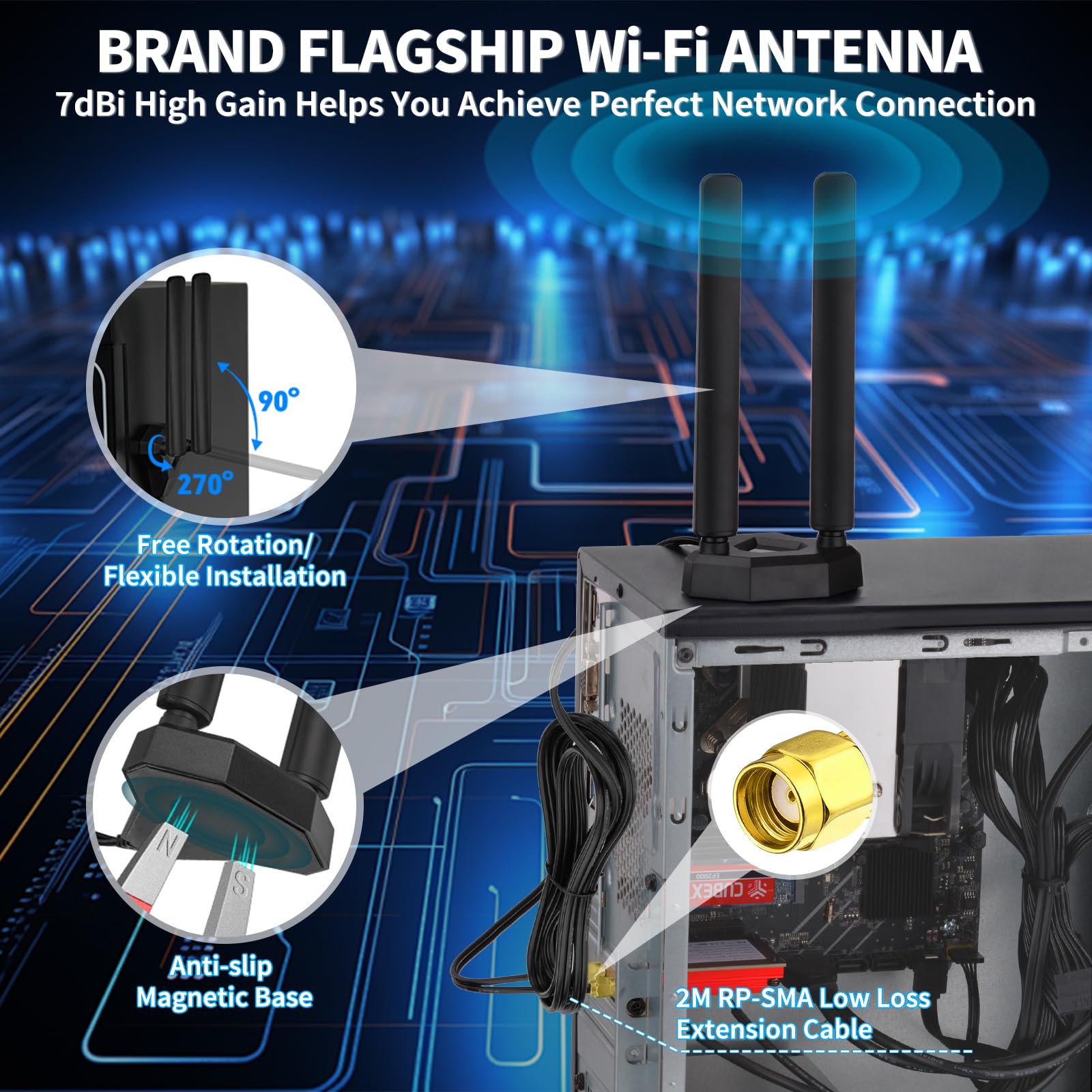 Eightwood Scheda WLAN WiFi 6E Intel AX210 Bluetooth 5.3 WLAN scheda di rete WLAN PCI-E 6G/5G/2.4G Tri Band WiFi 6E scheda 5374 mbit/s con antenna Wi-Fi 6E + CD per PC Windows 11/10 (64 bit) Laptop