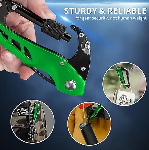 Miniatura 4 de Mosquetón multiherramienta con cuchillo de bolsillo, abrebotellas, rompevanas, destornilladores, equipo de supervivencia táctico EDC para acampar