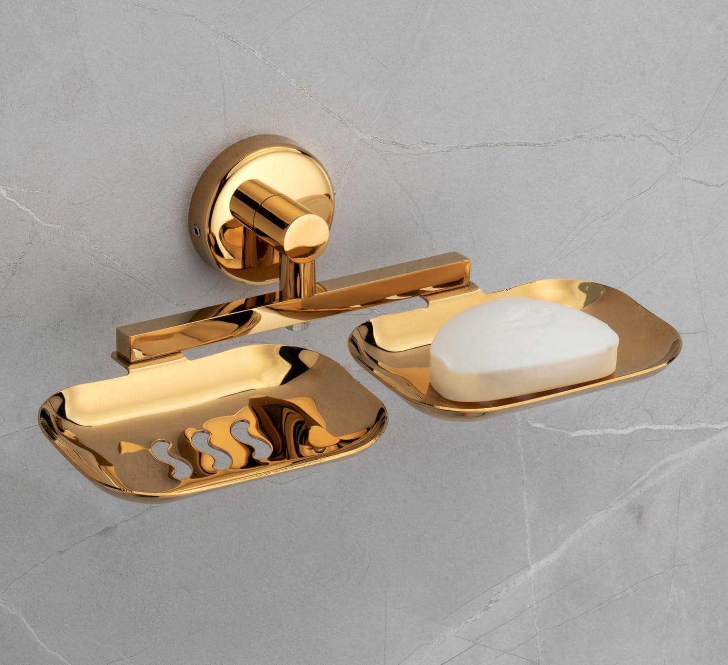 iSTAR Stainless Steel Bathroom Soap Holder/Soap Stand/Soap Dish for Bathroom/Bathroom Accessories Multicolor (Double, Gold)