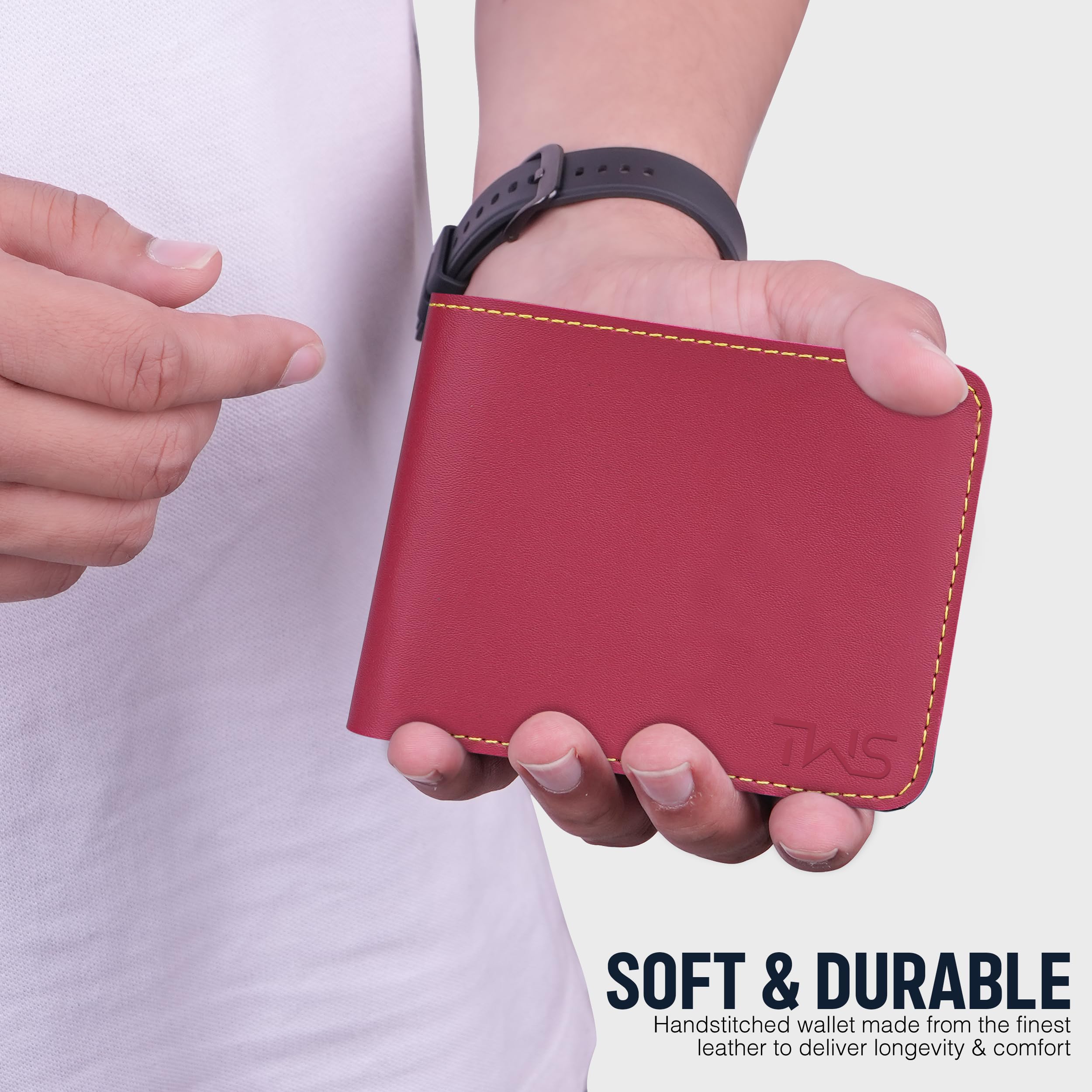 The Wallet Store Vegan Leather Wallet For Men - Red