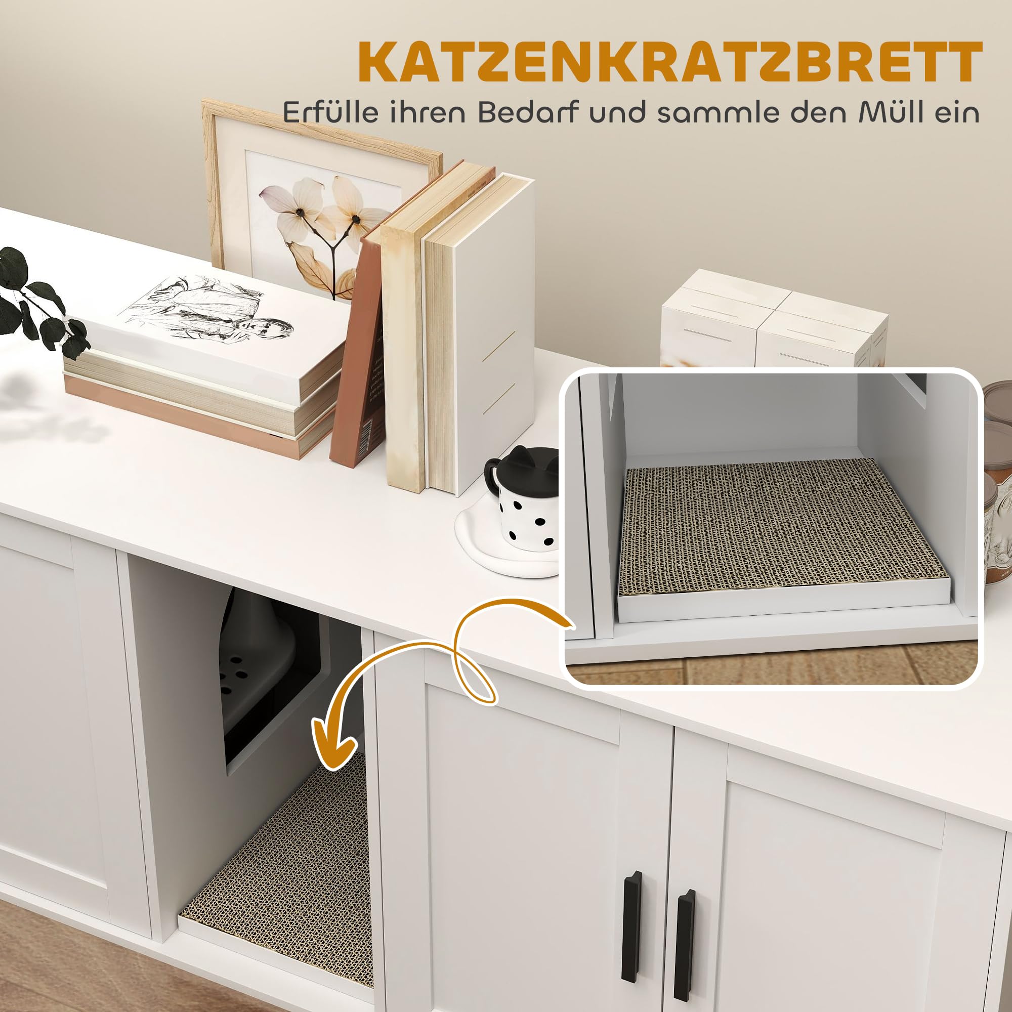 PawHut Katzenklo-Schrank Katzenhaus mit Tür Trennwand