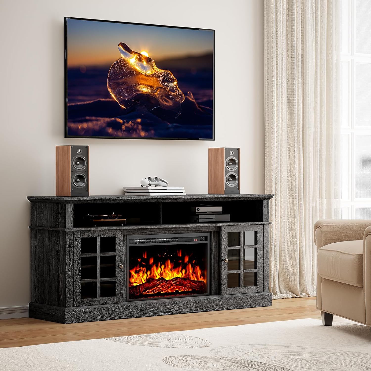 Amazon.com: Pipishell Fireplace TV Stand with 23 inch Fireplace for up ...