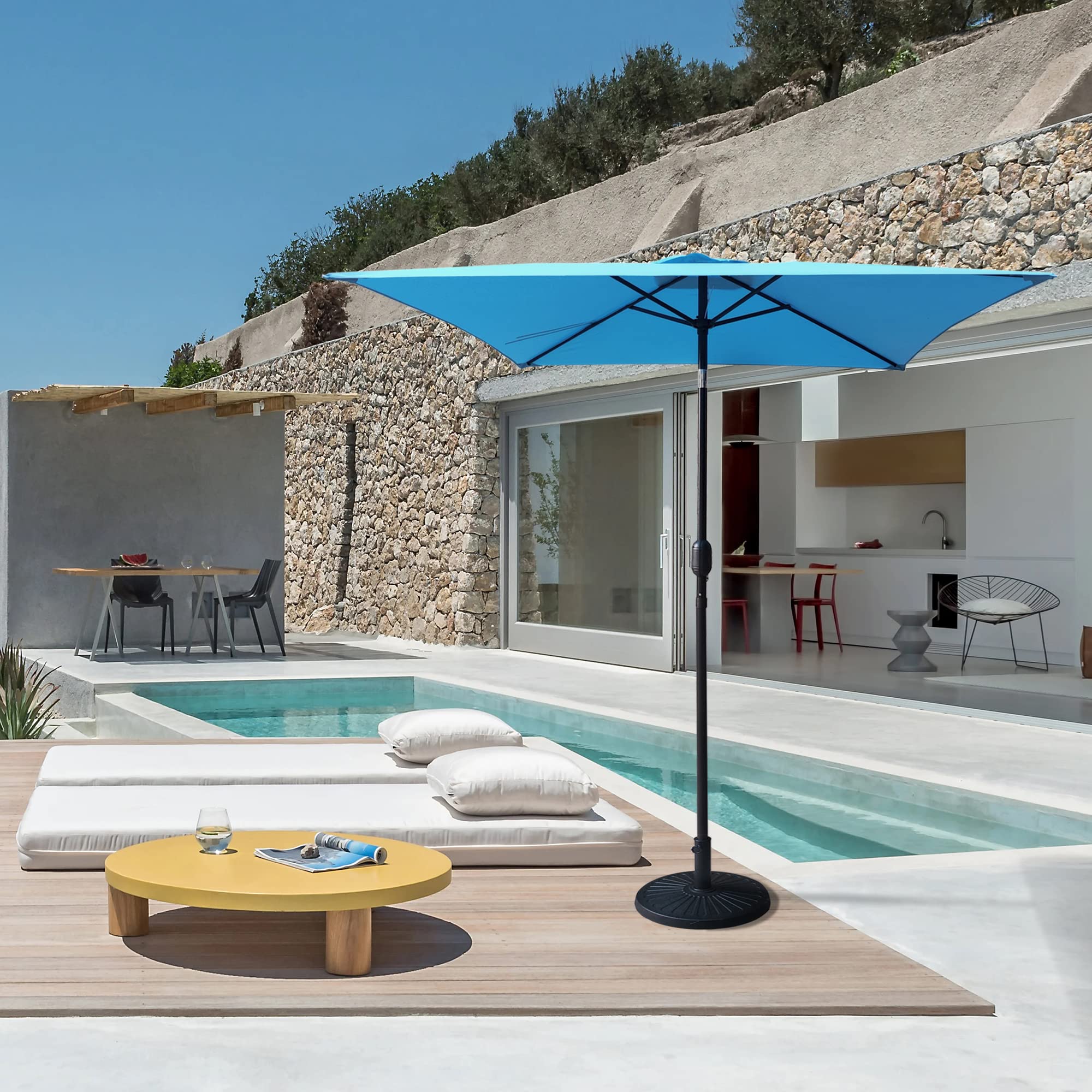 aqua teal umbrella patio Amazon.com : DAVEE Furniture 6.5 Ft Square Market/Patio Umbrella with Tilt  and Crank, Perfect for Garden, Lawn,Deck,Backyard and Pool （Aqua : Patio,  Lawn & Garden