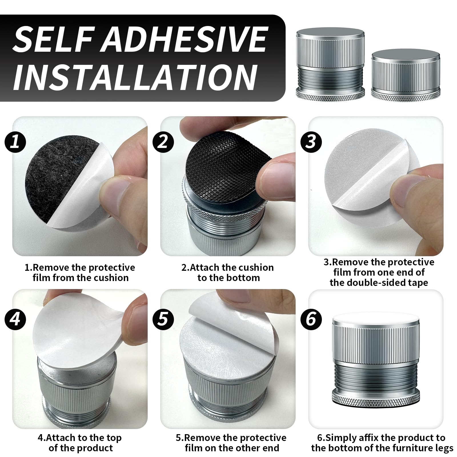 Patas para Muebles, Patas Mueble, Pies Regulables para Muebles de Metal, Altura Ajustable de 2,3 a 3,9 cm Pies Regulables, Patas Mesa para Mesas, Armarios, Mesas de Centro, 4 Piezas, Gris