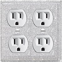 Vista 19 de Cubierta de placa de pared de diamantes de imitación plateados brillantes, cubierta de interruptor de luz de palanca doble, cubierta de salida