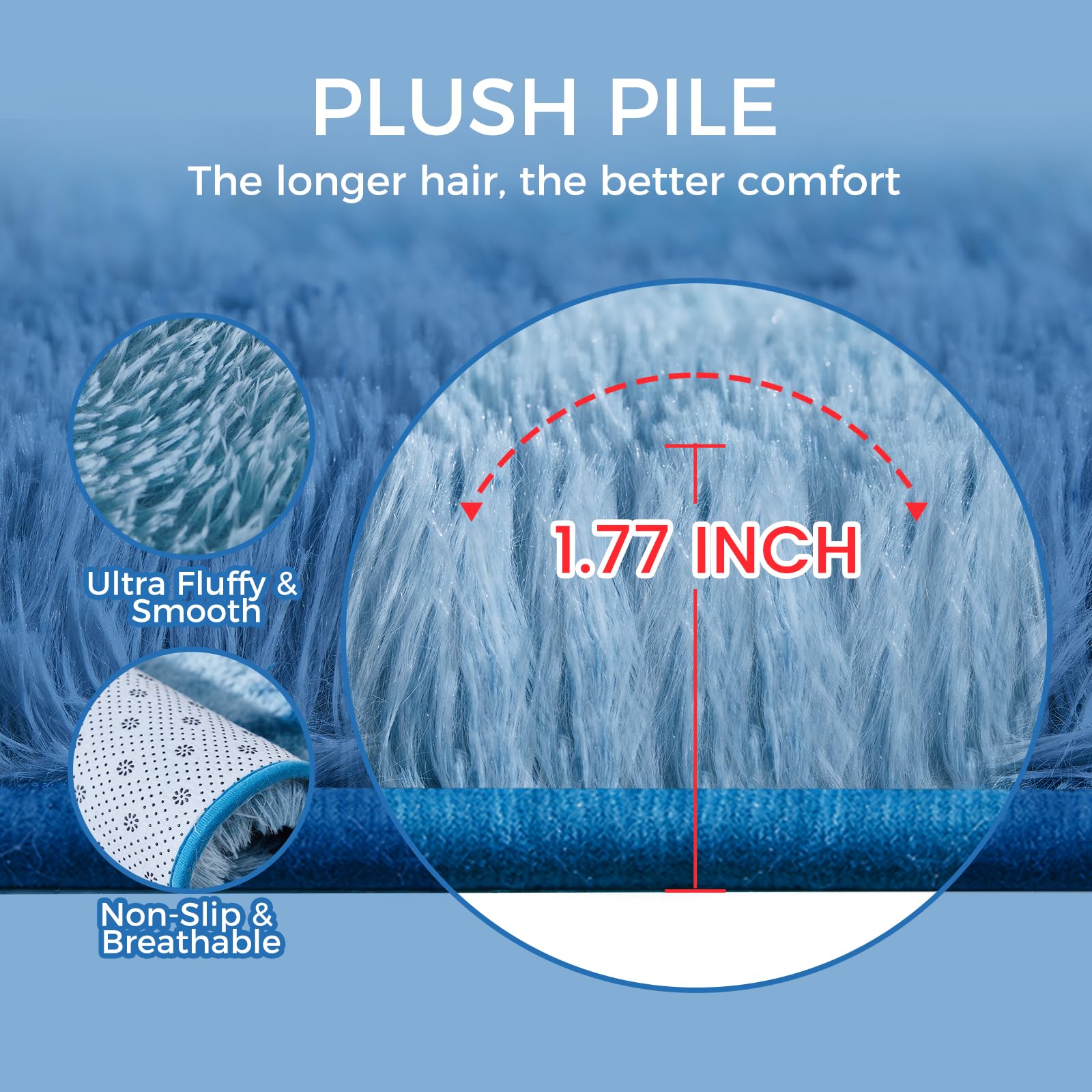 8X10 Large Area Rugs for Living Room, Super Soft Fluffy Modern Bedroom Rug, Big Indoor Thick Soft Rug for Kids Nursery Room Home Decor, Upgrade Anti-Skid Durable Cozy Rug, Tie-Dyed Blue Grey