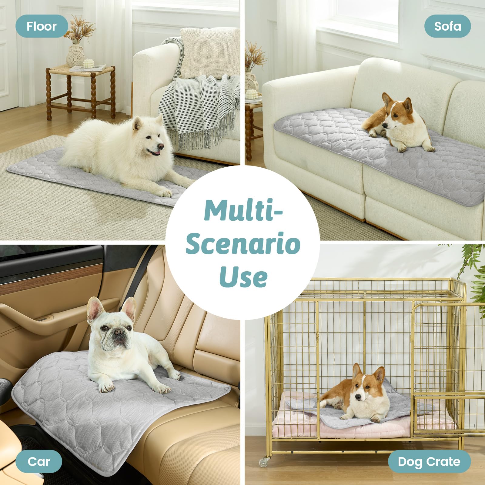 COZY KISS Housse de Canapé Rafraîchissante, Q-Max > 0.4 Lavable sous Couche Rafraîchissante D'été & Protège Siège Auto, Anti Liquide, Housse Toutes Saisons pour Animaux, 70x150cm, Gris