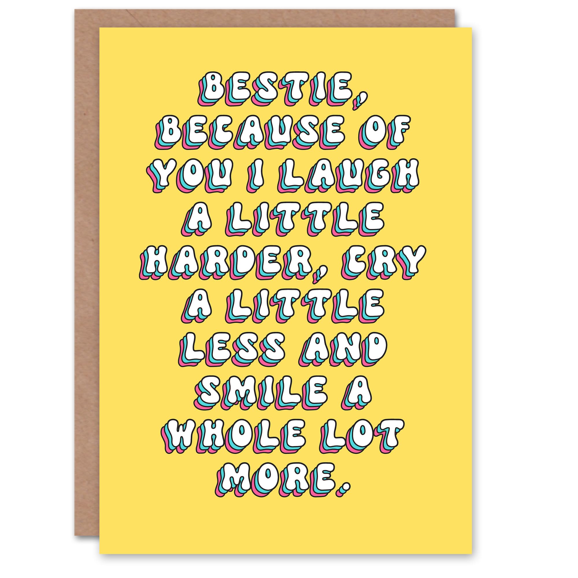 Artery8 Women's Birthday Card Bestie Greeting Card Yellow