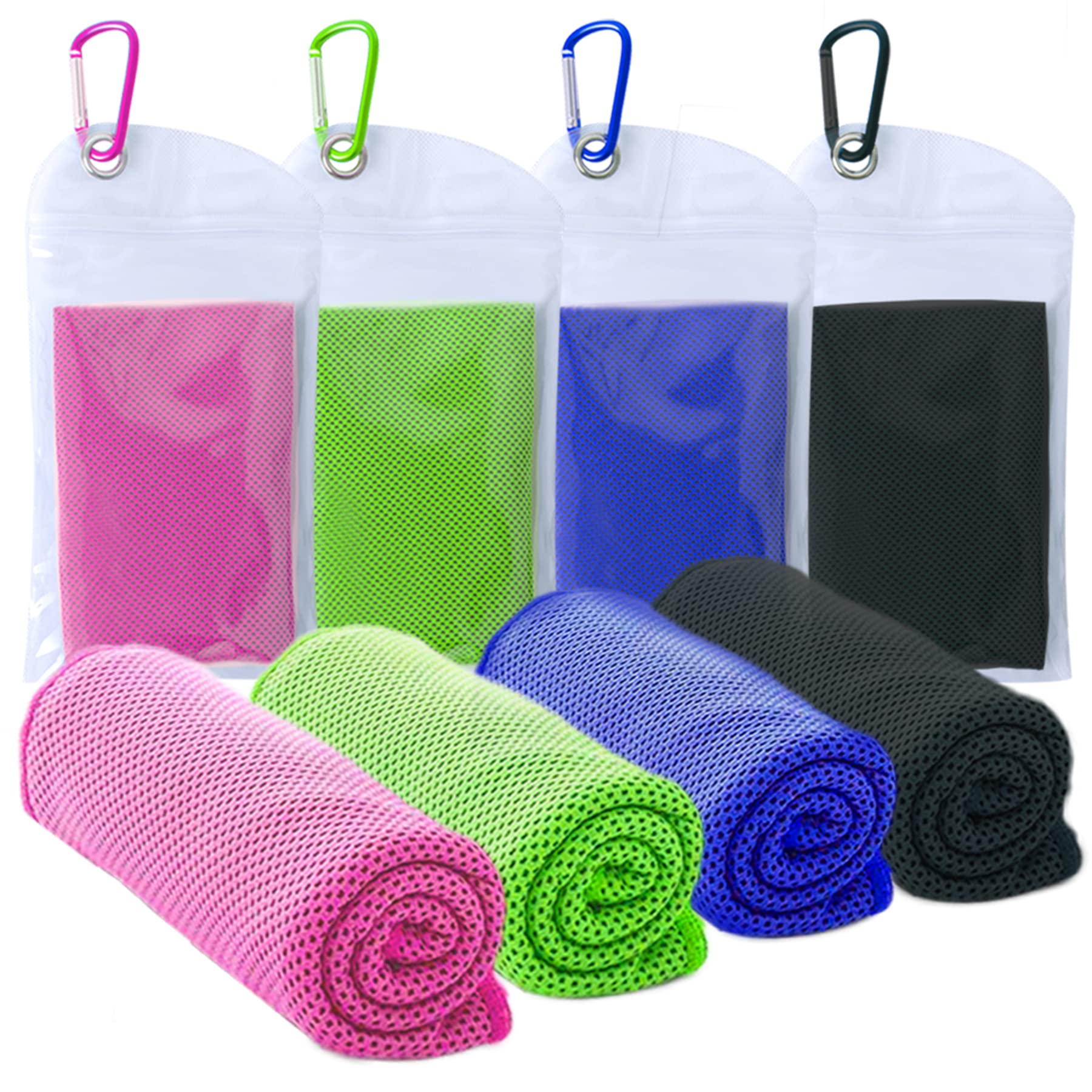 SZELAM Asciugamano rinfrescante in microfibra 101.6x30.5 cm per yoga sport 4 pezzi rosa rosso verde blu scuro nero