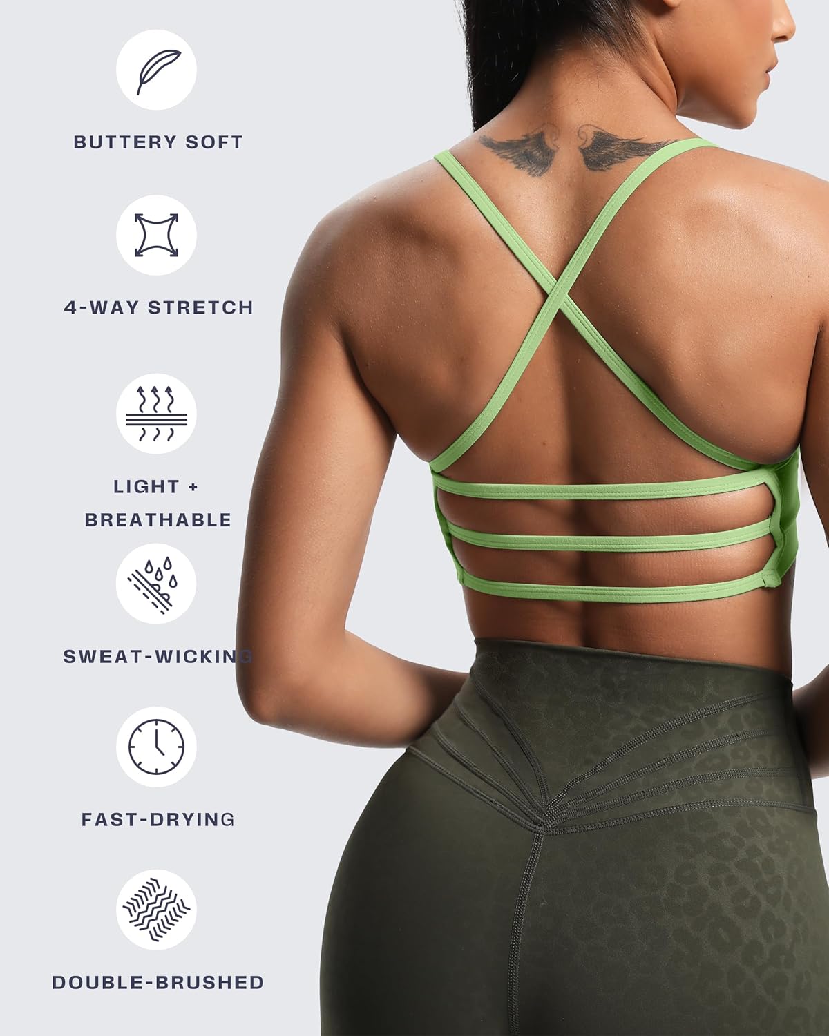 Aoxjox Women's Workout Sports Bras Fitness Amor Low Impact Bra Yoga Crop Tank - Image 5