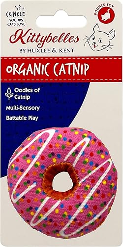 Kittybelles Donut de fresa Juguete para gatos con gata en el interior Divertido regalo realista para gatos Divertido, duradero y seguro Huxley &