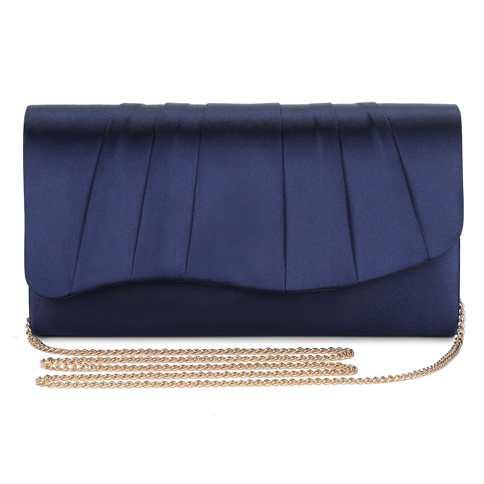 UBAYMAX Bolso de Fiesta Satén, Clutch Elegante con Cadena Desmontable, Bolso de Mano Pequeño para Boda, Ceremonia y Comunión