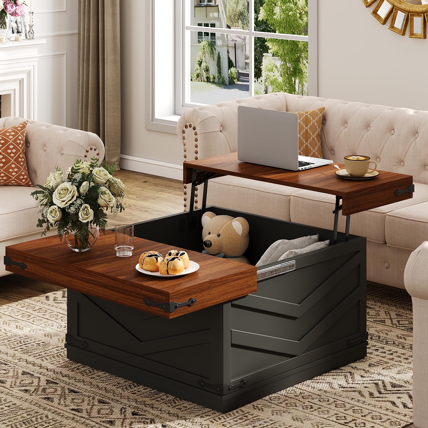 Amazon.com: UNIQUITE 31.5'' Lift Top Coffee Table, Sliding Top