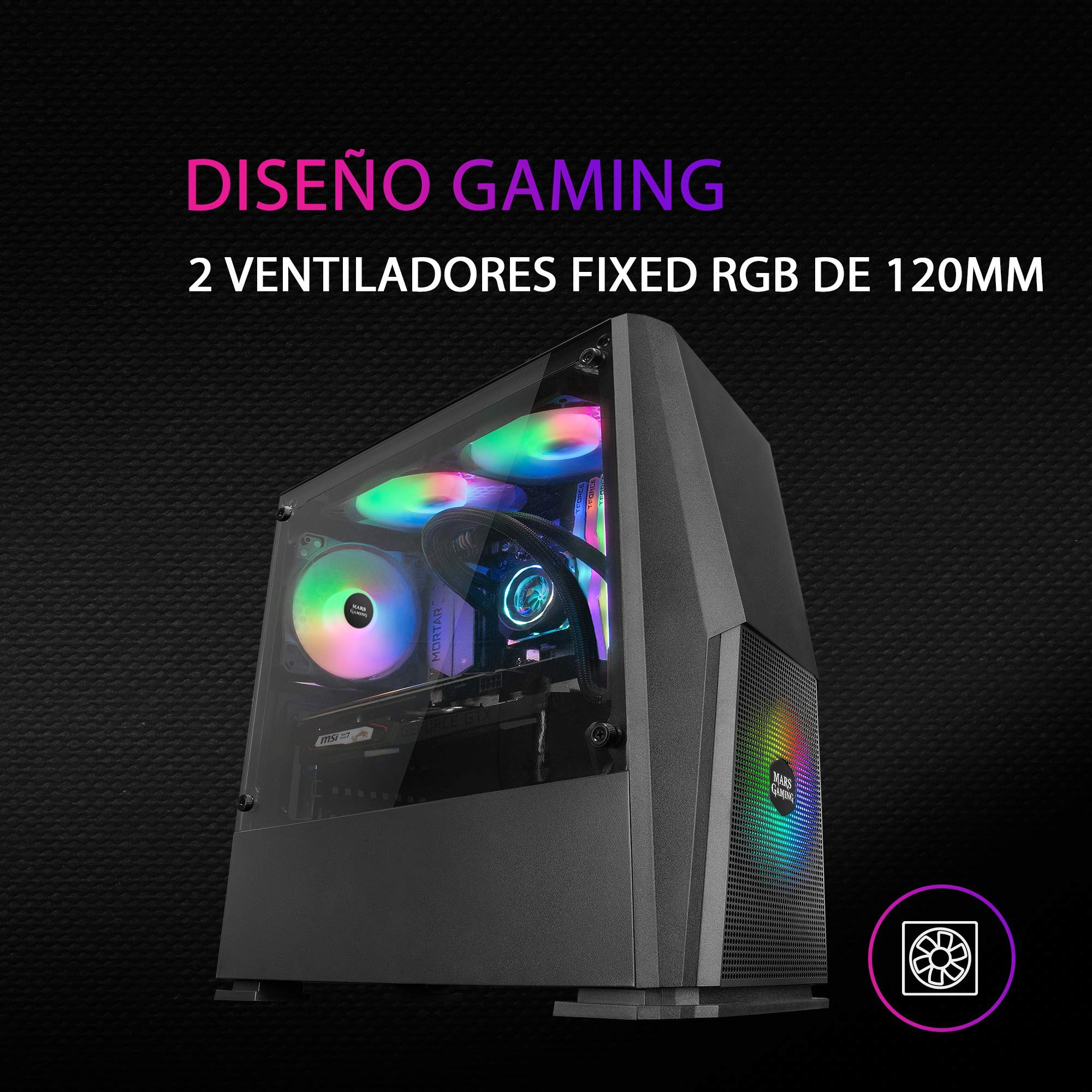 Mars Gaming MC-3TCORELCD Caja Gaming ATX, Pantalla IPS 7,2” Personalizable, Triple Cristal Templado Extraíble, Estructura Doble Cámara Lateral, Soporte de Refrigeración Líquida hasta 360mm, Blanco — view 99