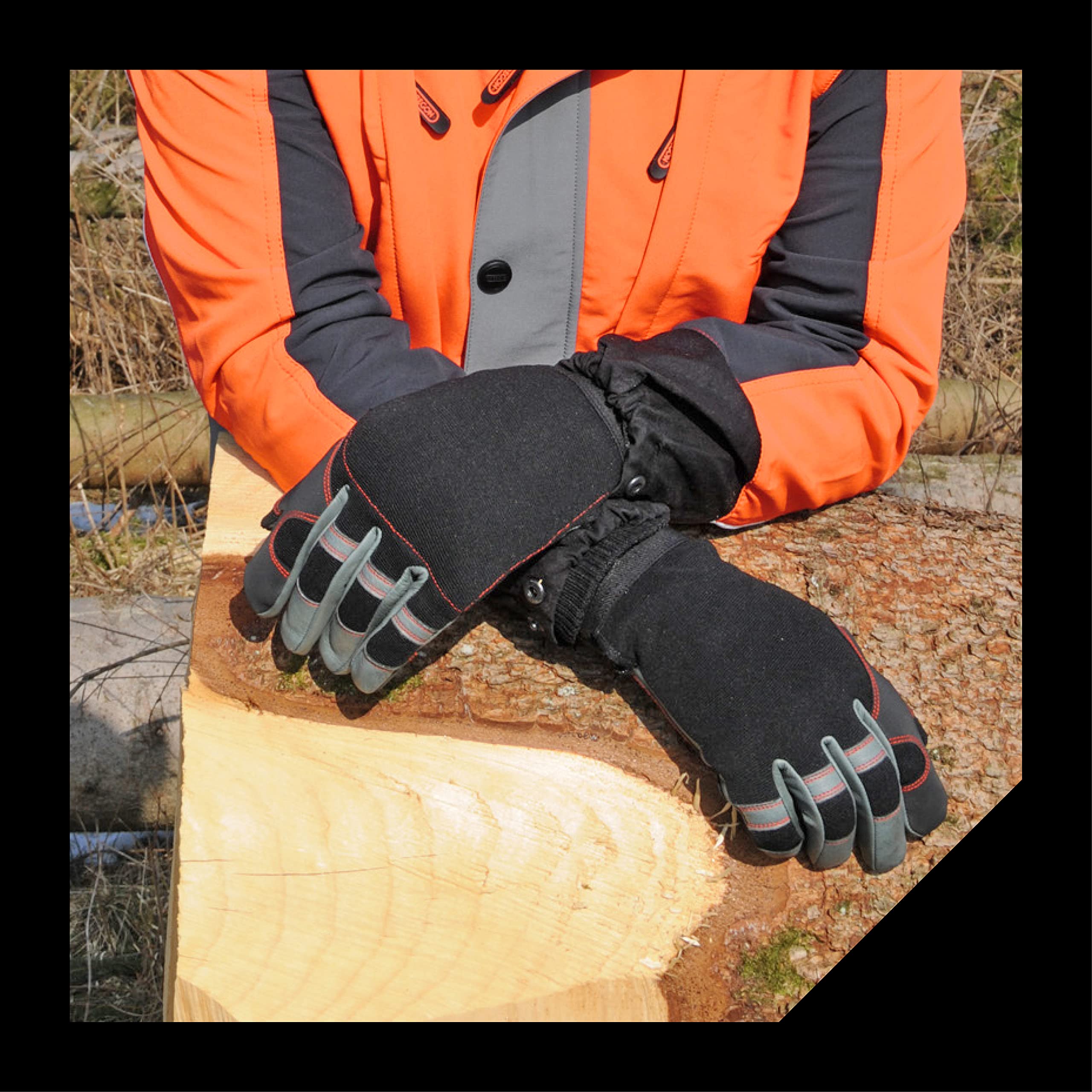 Oregon 295395 Gants de protection pour travail à la tronçonneuse Taille M en cuir élastique 4 directions (protection main gauche)
