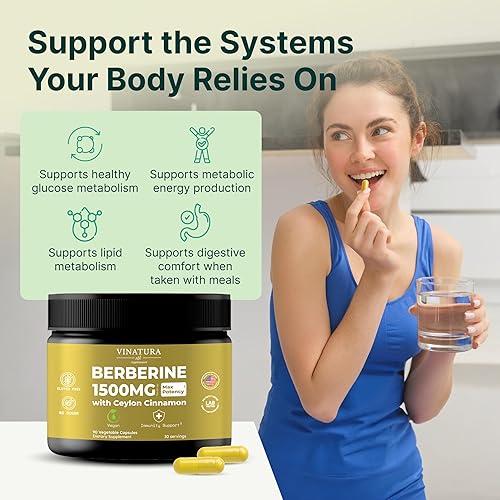 Miniatura 3 de VINATURA Berberina 1500mg - Suplemento de berberina con canela de Ceilán, berberina HCL de máxima potencia - 90 cápsulas