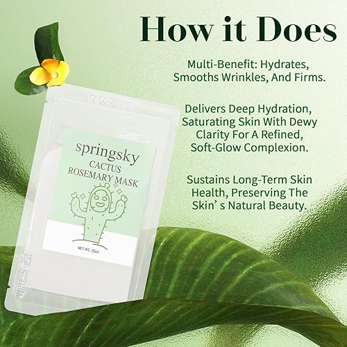 Miniatura 5 de Máscara de hoja de cactus, paquete de 8 mascarillas coreanas para el cuidado de la piel, hidratación profunda e hidratante para piel seca y