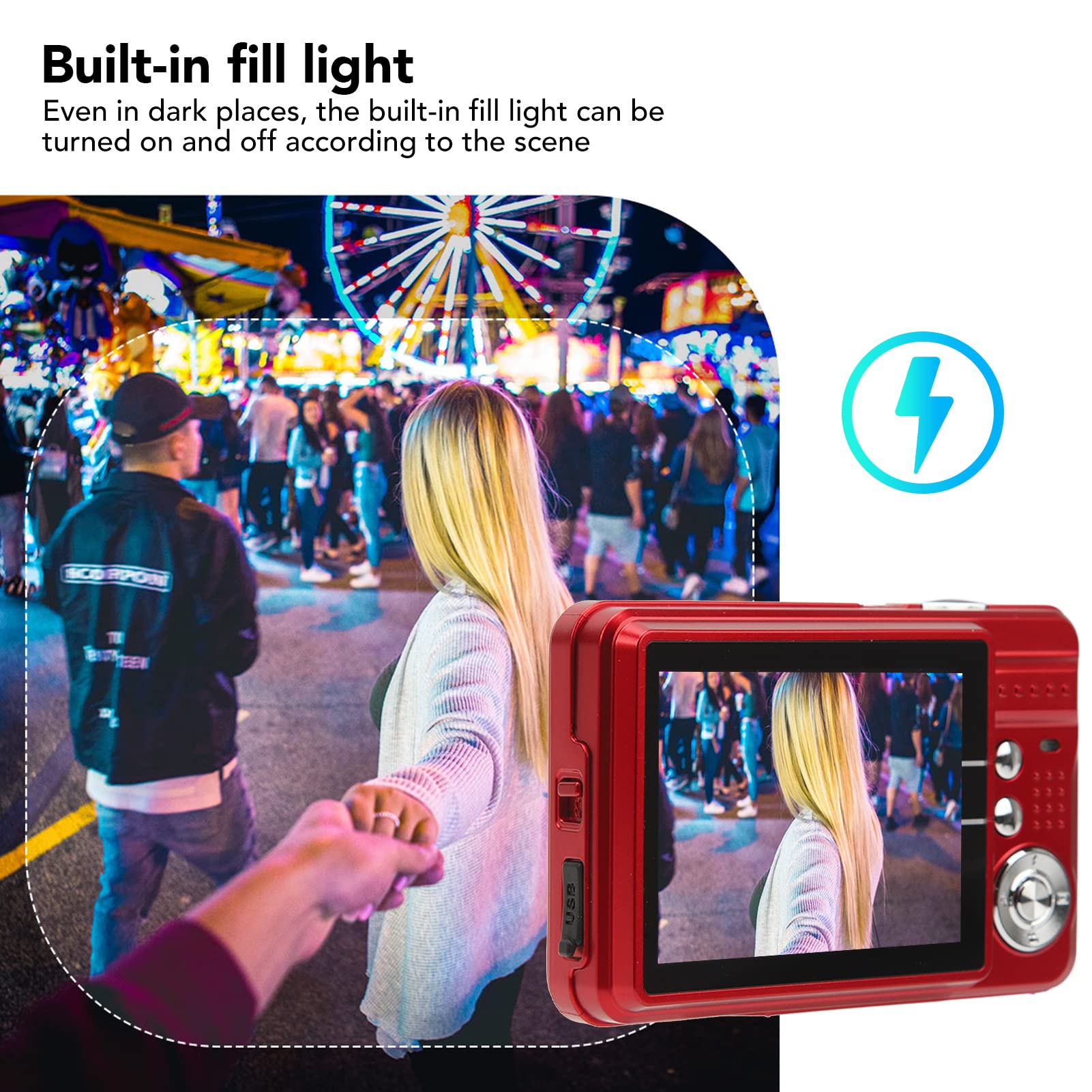 Aparat Cyfrowy, 48MP 4K Anti Shake Cyfrowy Aparat Fotograficzny Obsługa Karty Pamięci 128 GB, 8-krotny Zoom z 2,7-calowym Wyświetlaczem LCD, C3 48 Czerwony