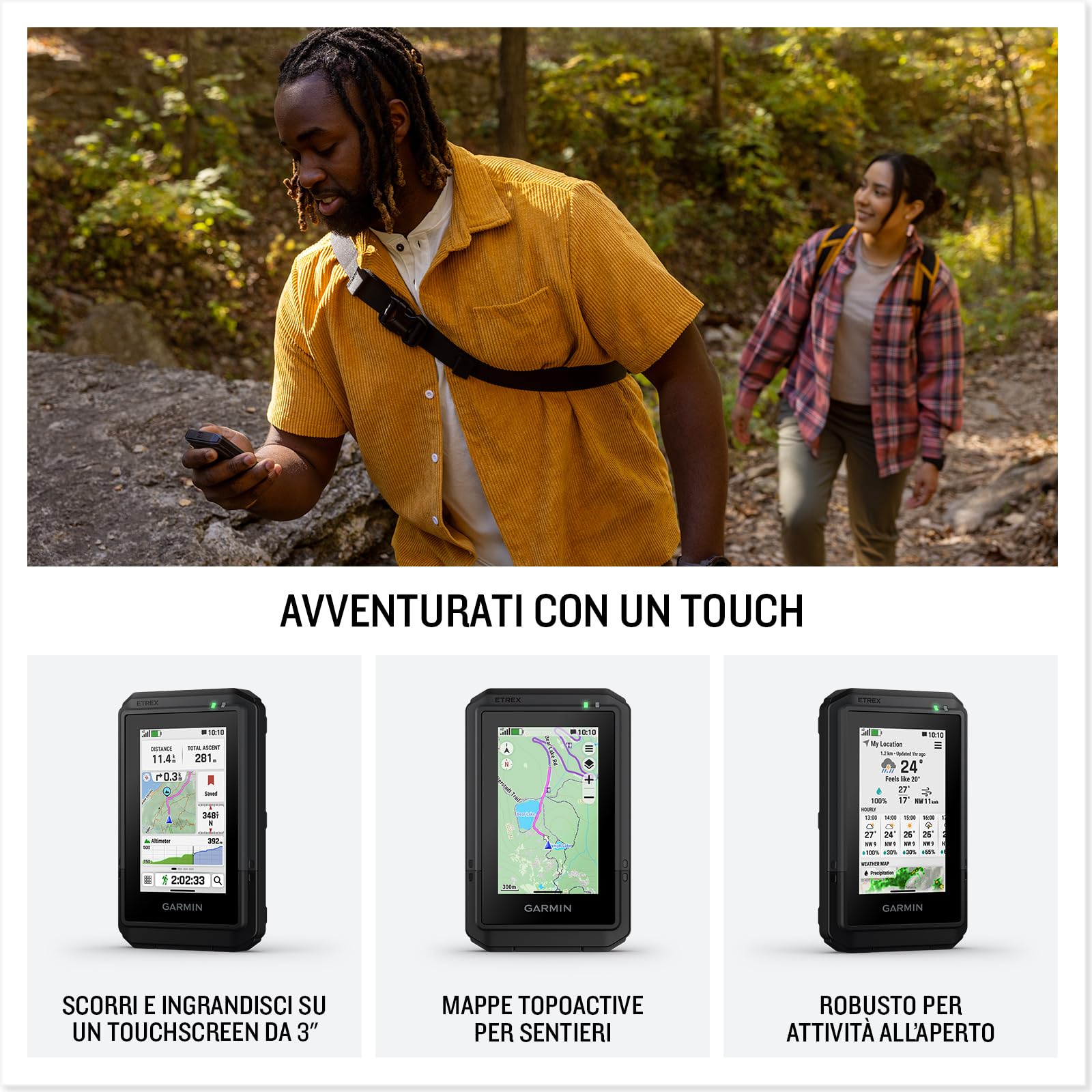 Garmin eTrex Touch, Portatile GPS Touchscreen a colori, Funzioni di Navigazione e Mappe